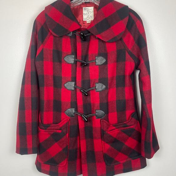 Tulle Red & Black Plaid Coat-Women's Size XS - Picture 2 of 6